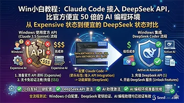 Win小白教程：Claude Code 接入 DeepSeek API，比官方便宜 50 倍的 AI 编程环境