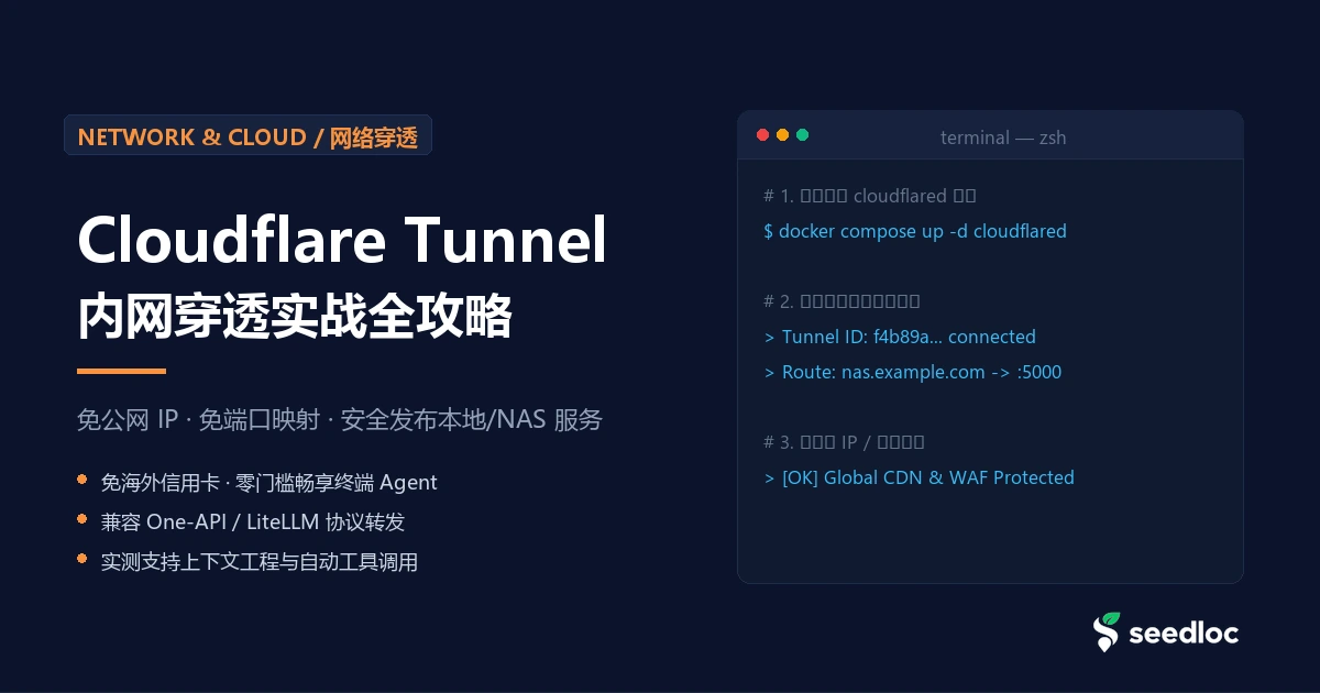 Cloudflare Tunnel 内网穿透实战：免公网 IP、免端口映射安全发布 NAS/本地服务