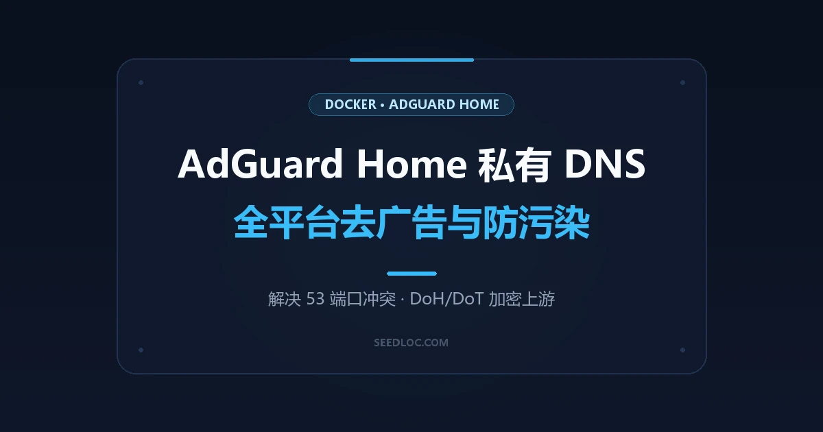 Docker 部署 AdGuard Home 自建去广告 DNS：全平台拦截跟踪与 DNS 防污染指南